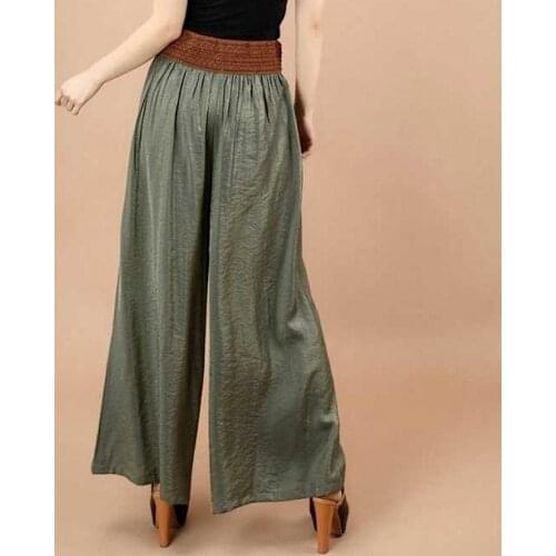 Comfort Loose Casual Wide Leg Pants with Free Belt Summer Women Mid-Waist Ankle-Length Pants Home Indoor Sport Leisure Trousers