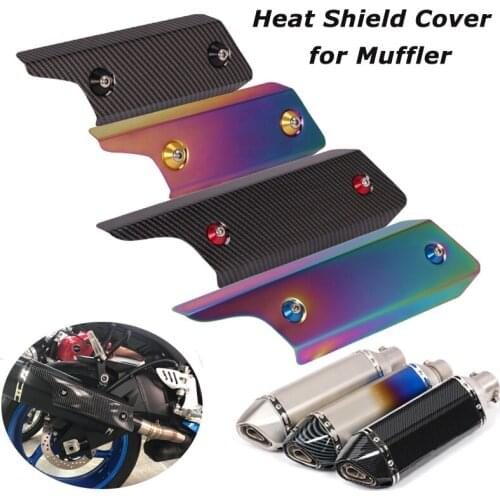 Universal Motorcycle Heat Shield Cover Protector for Exhaust Muffler Tail Pipe Stainless Steel Carbon Paint