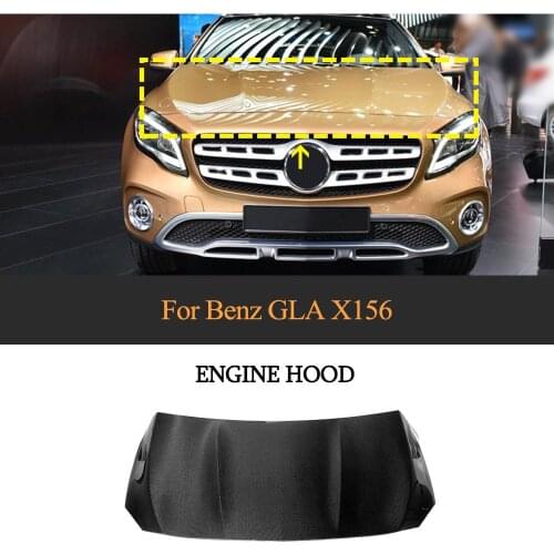 X156 Car Front Engine Hood Cover For Mercedes-Benz GLA Class X156 GLA180 GLA200 GLA250 2015 - 2019 Hood Cover Carbon Fiber