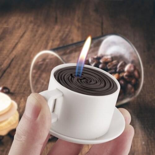 Home Collection Lighter Creative Personality Coffee Cup Fire Lighters Refillable Butane Gas Cigarette Igniter