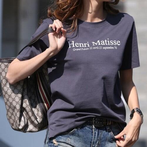 Grace&Taste 2021 Fashion Tees Summer Boutique Female Loose Lean Cotton Short Sleeve T-Shirt For Womens Printed Base Top Spring