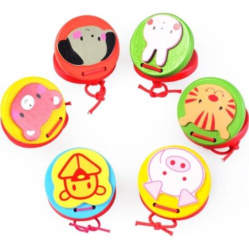 1Pc Baby Toys Montessori Educational Toy Castanet Instrument Infant Playing Type Wooden Toy for Toddlers 13-24 Months Random Kid