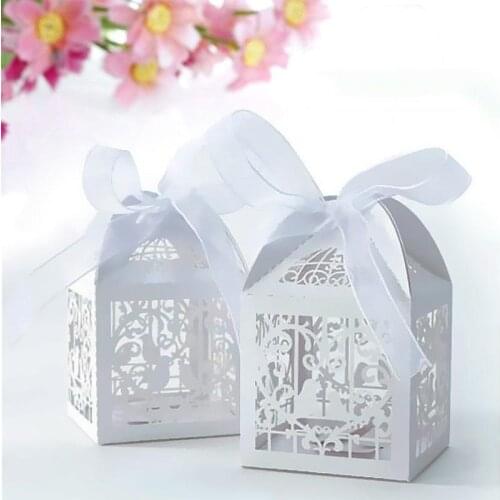 10 Pcs Laser Cut Candy Boxes Wedding Favors Paper Candy Bags Box Dessert Gift Box for Guest Wedding Souvenir Party Decoration