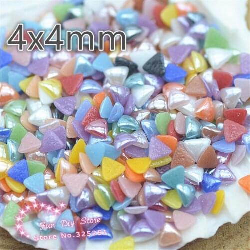 100pcs 3x6mm triangular Ceramic pearl muticolor flat back cabochon pearl DIY loose bead free shipping