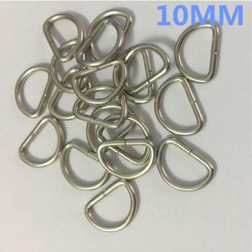 100pcs/pack (10mm) Nickel Plated D Ring Semi Ring Ribbon Clasp Knapsack Belt Buckle