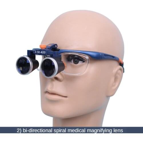 2.5X Medical Surgery Binocular Magnifier Two-way Spiral Head Wear Portable Magnifier with Detachable Frame