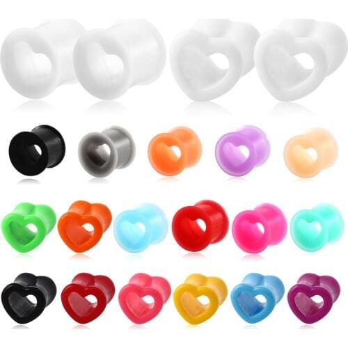 2pcs/lot Ear Piercings Ear Plug and Tunnel Heart Ear Flesh Plugs Earlet Gauges Piercing Body Jewelry Women Accessories 4MM-12MM
