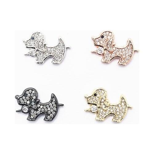20*13mm dog micro pave cz zircon cubic zirconia beads DIY Copper necklace charm bracelet connectors accessories 3gr2
