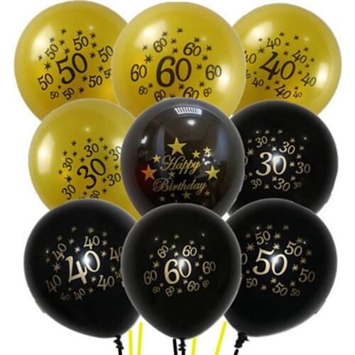 20pcs Happy birthday Latex Balloons 30 40 50 60 Gold Black Adults Aged Anniversary Balloon Birthday Party Decor Supplies