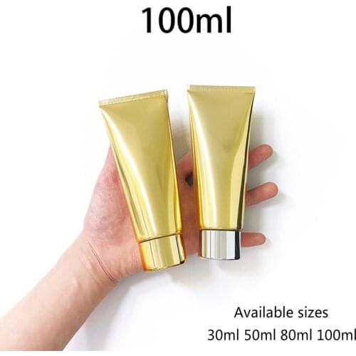 30ml 50ml 80ml 100ml Gold Aluminum Soft Tubes Makeup Skin Care Cream Shampoing Hair Conditioner Containers for Women Beauty