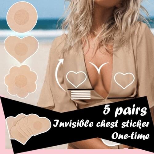 5 Pairs Breast Bra Reusable Self Adhesive Silicone Lift Up Breast Nipple Cover Womens Invisible Push Up Sticky Bra Party Dress