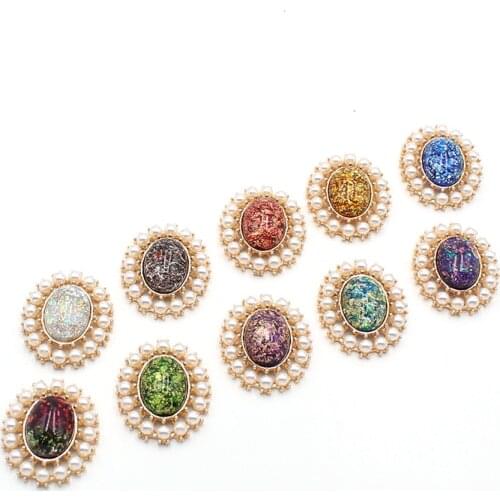 5pcs/Lot 32*26MM Oval Flower Resin Button for Clothing Sewing Accessories for Rhineston Needlework Diy Manualidades Decorative