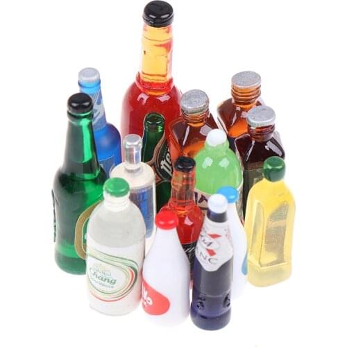 5Pcs 1:12 Dollhouse Miniature Drinks Bottles Model Dolls Kitchen Accessories Simulation Furniture Toys