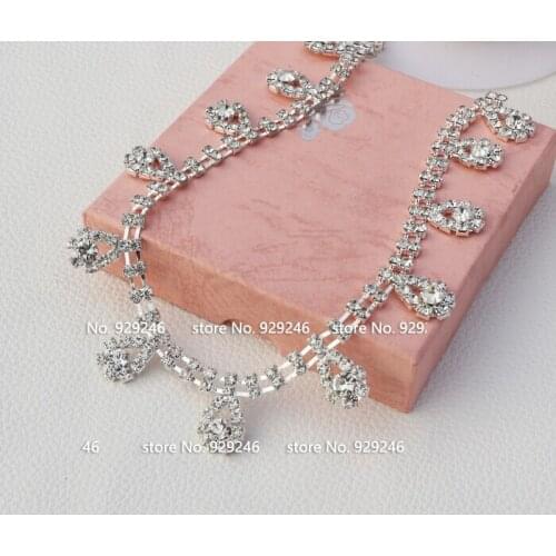 5 yard/pack wholesale fashion garment trims tear-drop stone tassel chain clear crystal rhinestone chains for clothes sewing