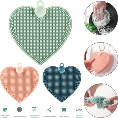 Non-Stick Silicone Dish Washing Brush Kitchen Durable Scouring Pad Magic Sponge Brush For Pot Pan Dish Bowl Fruit Vegetable