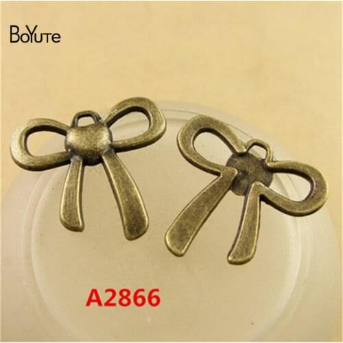 BoYuTe (100 Pieces/Lot) 20*21MM Antique Bronze Plated Metal Bowknot Charm Pendants for Jewelry Findings Diy Accessories