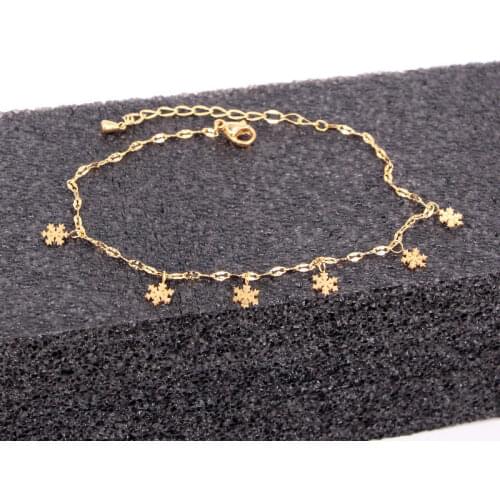 Hang 6 Beautiful Snowflake Charm Anklets For Women Titanium Steel Gold Color Anklet Fashion Foot Jewelry Leg Chain Female