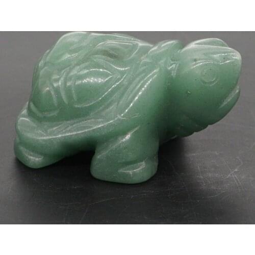 Turtle Tortoise Figurine 2" Natural Gemstone Green Aventurine Crystal Carved Statue Crafts Home Decor
