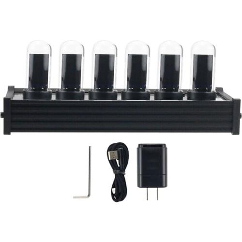 TZT Elekstube IPS Nixie Tube Digital Clock Electronic Calendar 6Bit LCD Time Photo Display Creative Decoration US Plug