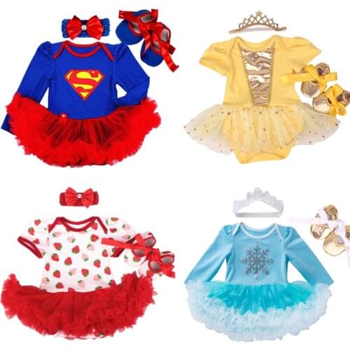 Newborn Baby girl dresses headband shoes set infantil Childrens clothing sets girls tutu kids wear summer short sleeve vestido