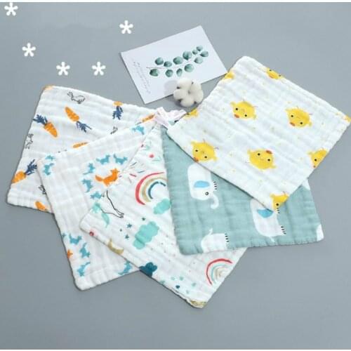 25*25cm Baby Six-layer Pure Cotton Printable Hanging Small Square Towel Pure Cotton High Density Gauze Towel Newborn Feeding Squ