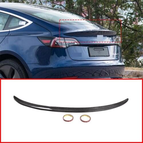 For Tesla Model 3 2017-2020 Real Carbon Fiber Car Rear Trunk Boot Lip Spoiler Wing Car Accessories Exterior