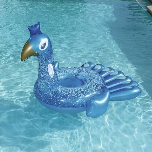 Giant 78inch Inflatable Adults Pretty Peacock Pool Float With Cup Holder Handles Swimming Ride On Mattress Beach Water Fun Toys