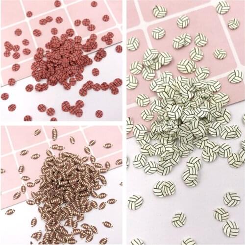 50g Hot Clay Football Basketball Volleyball Slices Polymer Clay Sprinkles for Crafts DIY Shaker Cards Filling Accessories Decor