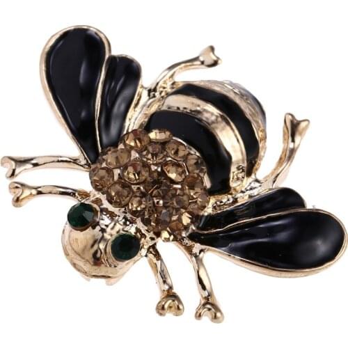 Hot Sale High Quality Bees Brooch Black Enamel Corsage Hats Scarf Clips Accessories Green Eyes Brooches For Woman Party