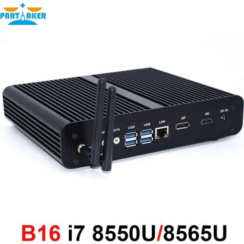 Partaker Nuc Fanless Gaming PC Intel Core i7 8565U i7 7560U i5 8250U i5 7260U 2*DDR4 M.2 PCIe Computer DP HDMI HTPC Wif