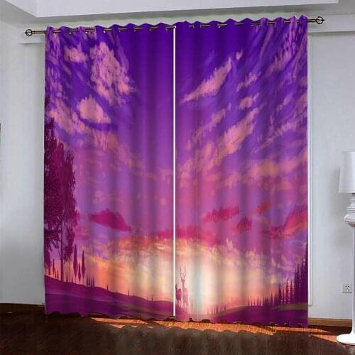 Customized size Luxury Blackout purple sunset curtains Thick shading soundproof windproof curtain
