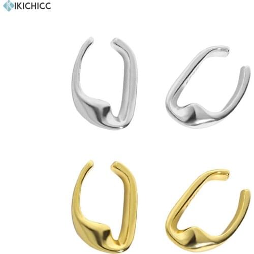 KIKICHICC925 Sterling Silver Gold Ovals Earcuff Cuff Earring No Piercing Clips Rock Punk Party Jewelry Pendiente Luxury Jewels