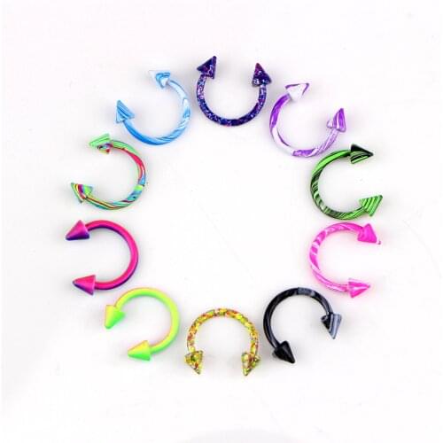 Cone Spike Horseshoe Circular Ring Stainless Steel Labret Nipple Hoops Nose Septum Eyebrow Piercing Body Jewelry 8mm Nipple Ring
