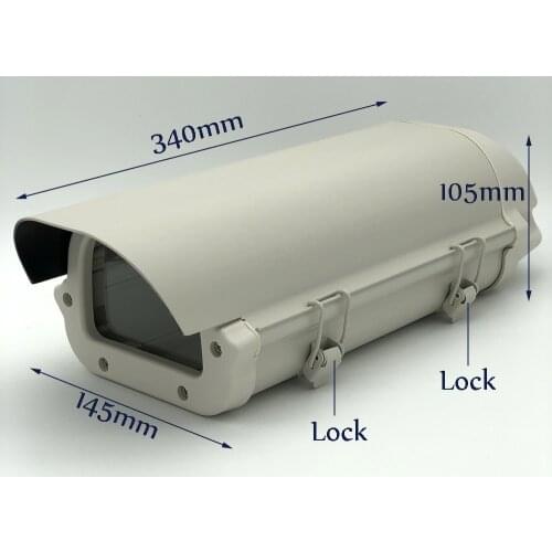 Aluminium Alloy CCTV Camera Housing IP66 Waterproof Outdoor Surveillance Camera Shield Casing with Clean Windshield & Two Locks