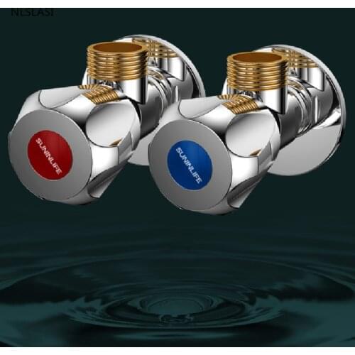 Red and Blue Stainless Steel Hot and Cold Water Valve Flow Control Thread Bathroom Toilet Washbasin Basin Angle Valve