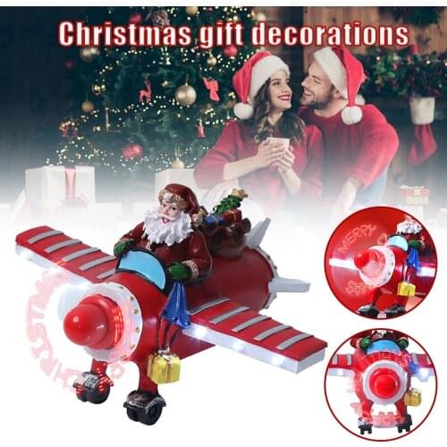 Creative Santa Claus Ornament Resin Painted Crafts Glowing Xmas Decoration For Home Bedroom Office Adornos De Navidad