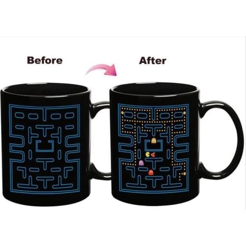 1pc Video game pac Coffee Mug change Colour Changing Heat Sensitive Ceramic Surprise Gaming Gifts Magic Tea Cup Mugs cats pet