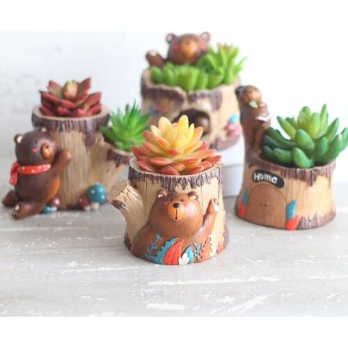 Cute Succulents Flower Pots Creative Resin Flower Pots Home Decoration Ornaments Garden Bonsai Flower Pots Gardening Accessories