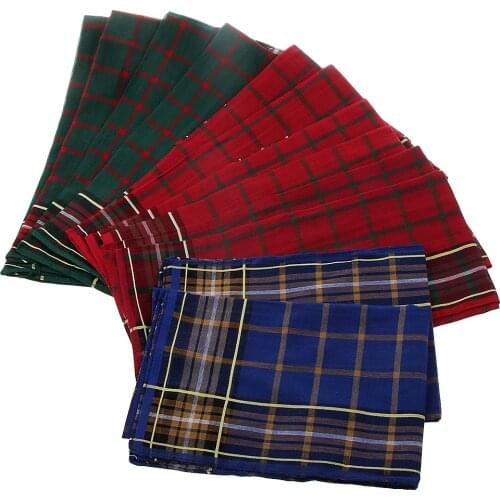 Pack of 24 Unisex Classic Plaid Handkerchiefs Pocket Square Hankie Assorted