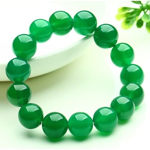 Natural green chalcedony bracelet and fashion jewelry handmade beaded 12mm bead jade beads bracelet
