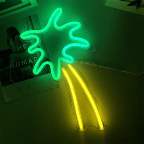 Coconut Tree Shape Neon Light Signs USB Powered Home Decor Lamp LED Neon Sign Lamp Wall Art Neon Night Lights Hanging Led Lamp