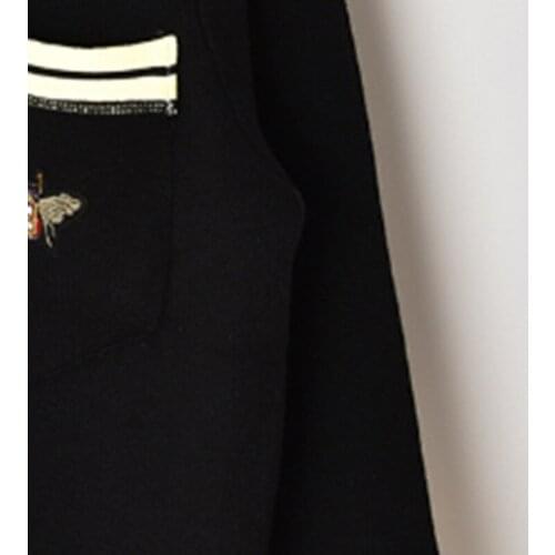 New Little Bee Embroidery Sweater Women Knitted Cardigan Sweet Lady Knitwear Jacket