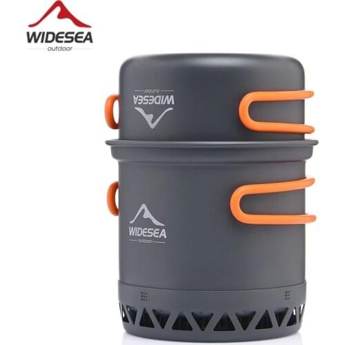 Widesea Camping Cookware Outdoor Cooking Set Heat Cooker Travel Tableware Tourist Kitchen Pot Utensil Equipment