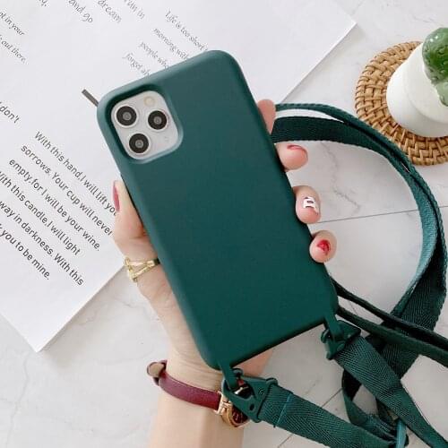 Luxury Cute Lanyard Liquid Silicone Phone Case For iPhone 12 11 Pro Max SE XS Max XR X 8 7 6 Plus Ultra-thin Necklace Rope Cover