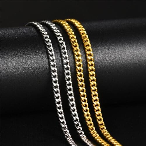 Silver Color/Gold Color Stainless Steel NK Chain For Jewelry Making 3mm Width Metal Rolo Link Chain Bulk Cadenas Wholesale 10pcs