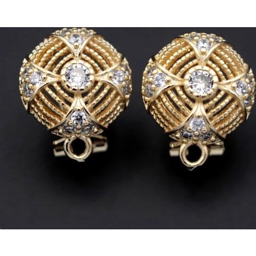 Clip Back Earrings Micro Pave Cubic Zirconia Filigree Circle Base Connector Linker Findings DIY for DIY Earrings Jewelry Making