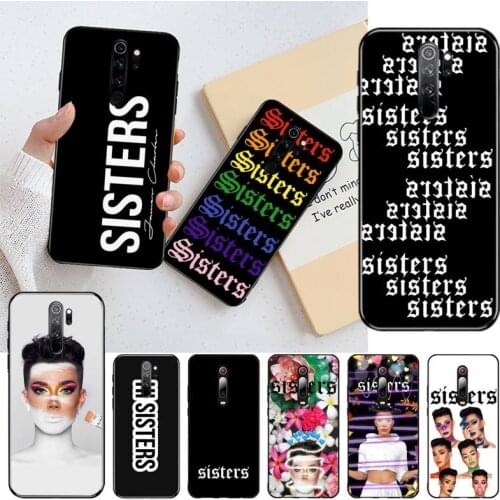 YJZFDYRM Sisters James Charles Silicone Black Phone Case for Redmi Note 9 8 8T 8A 7 6 6A Go Pro Max Redmi 9 K20