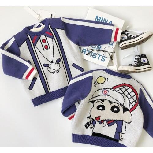 Tonytaobaby Winter New Childrens Cartoon Tennis Clothes Plush Sweater Childrens Wear Boys' and Girls' Pullover Sweater