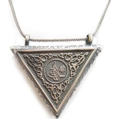 925 sterling Silver Tuğralı Triangle Amulet Container