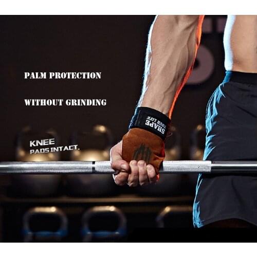 Weight Lifting Gym Gloves Hand Protector Grips Hooks Workout Straps Leather Palm Leather Padded Wrist Wraps Crossfit Deadlifts